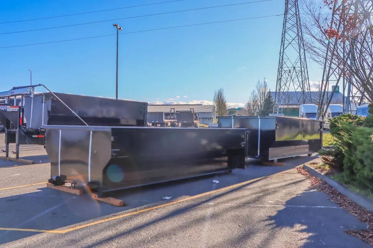 Roll-off dumpster ready for waste disposal at job site for 8 Yard Dumpster Rental in Andrews